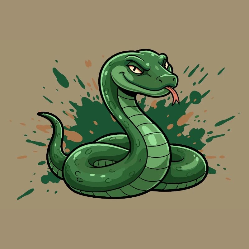 Serpent de dessin animé vert avec éclaboussures