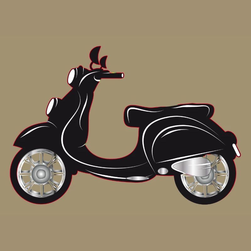Ein schwarzer Motorroller mit farbigem Rand