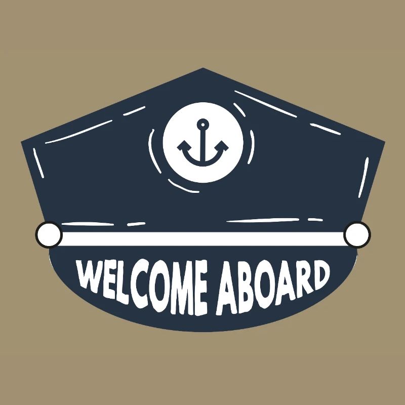Nautic Design Welcome Aboard Anchor Patch Cap Navy