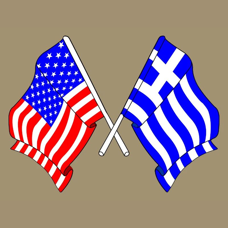 Drapeau des États-Unis et drapeau de la Grèce