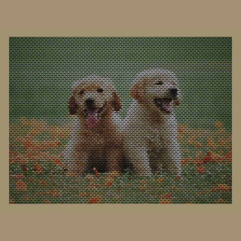 Two Labrador Retriever puppies with triangle pattern