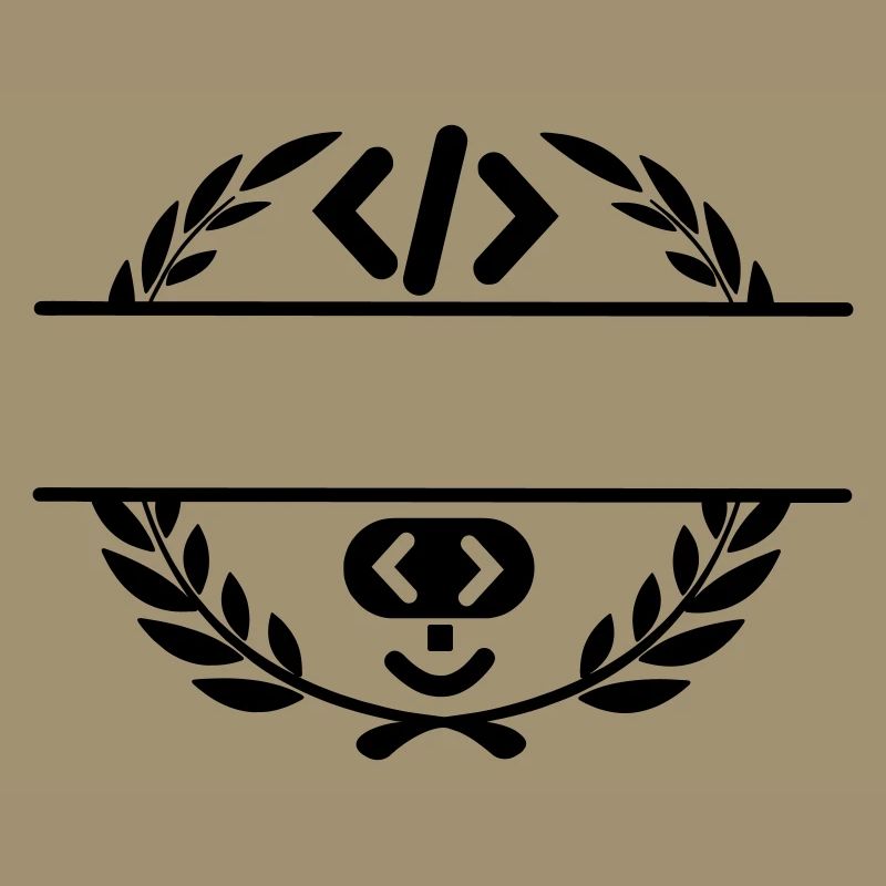 Code logo and code smiley in laurel wreath