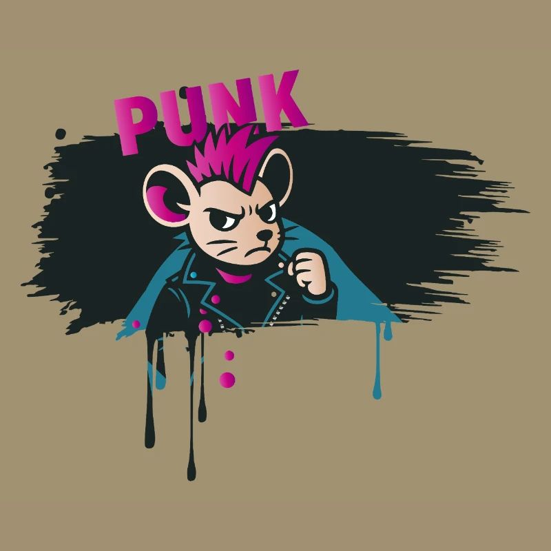 Punk Mouse with Mohawk and Leather Jacket