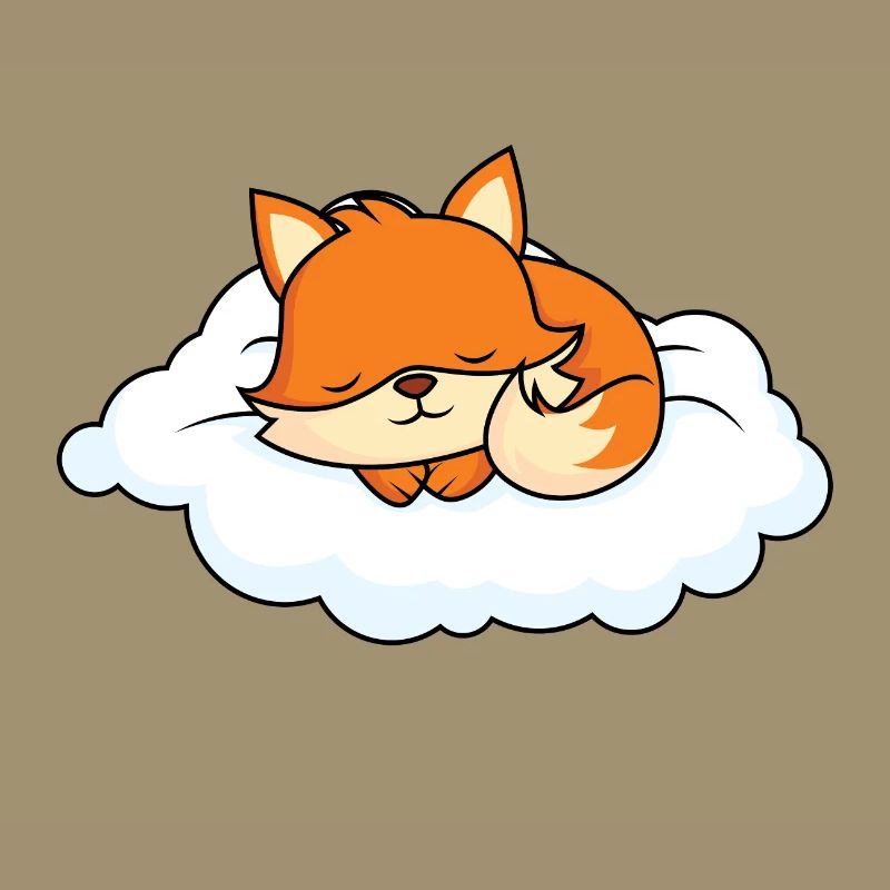 Little fox sleeping on cloud
