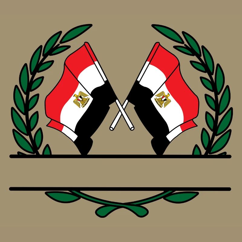Drapeaux Égypte couronne de laurier bannière