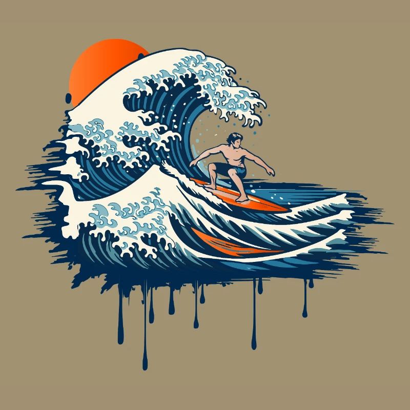 Dynamic Surf Illustration on Powerful Wave