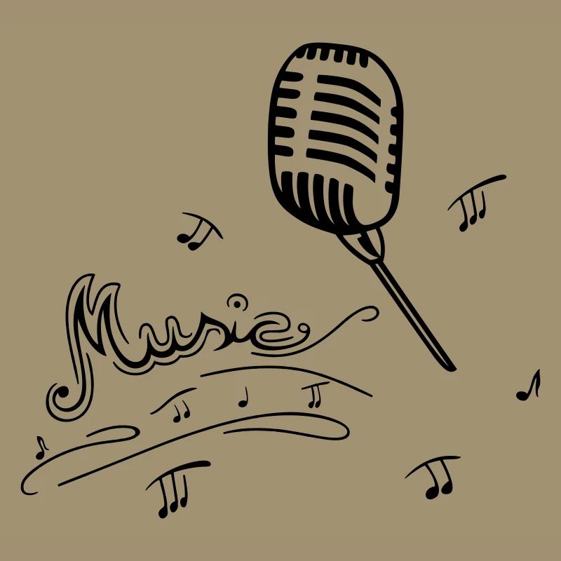Retro microphone with music notes