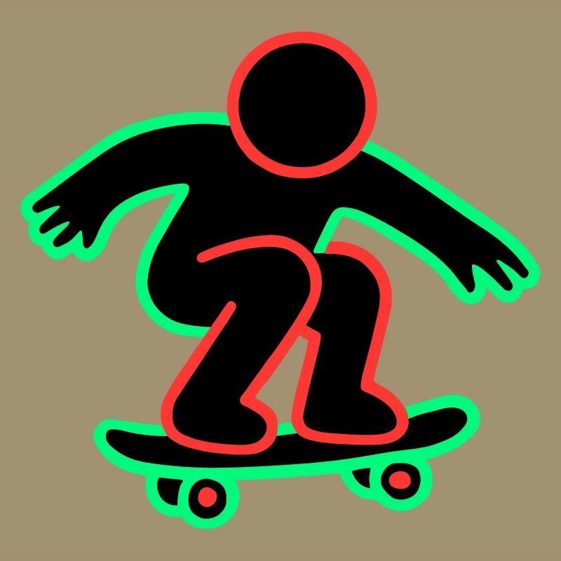 Dessin au trait de skateboarder néon