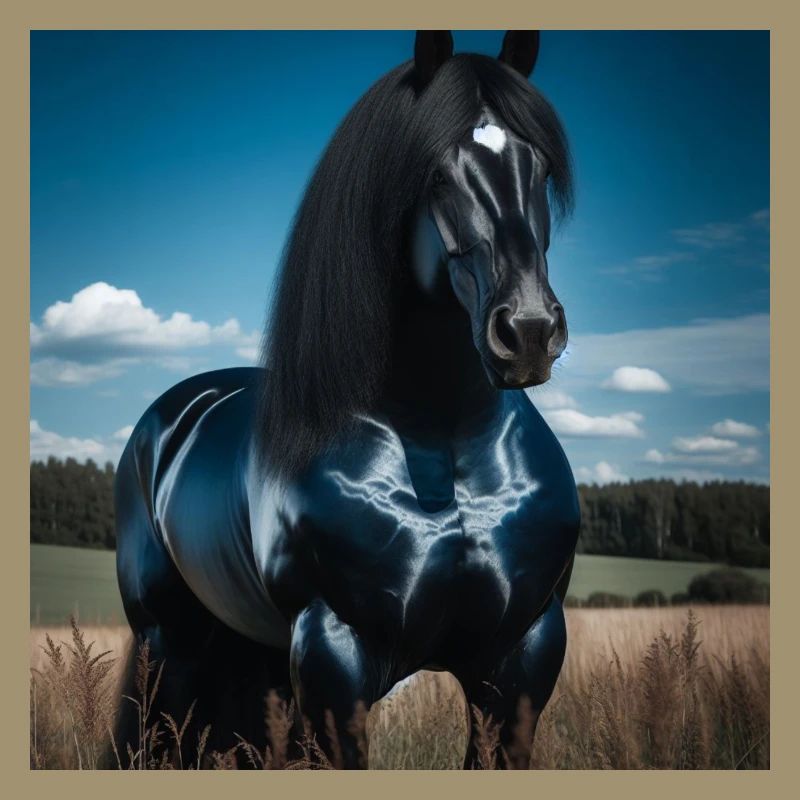 Mächtiges schwarzes Pferd