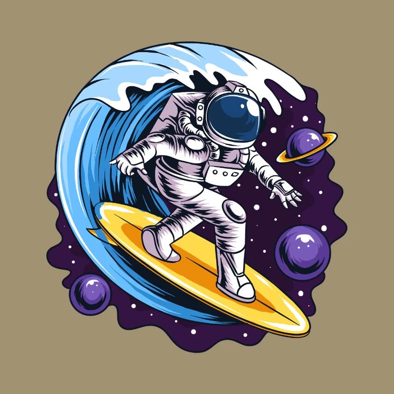 Astronaute de l’espace sur des planches de surf