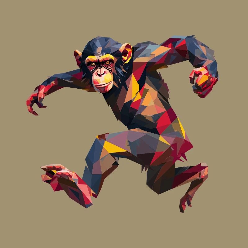 Low Poly Chimpanzee Sprint Logo Design