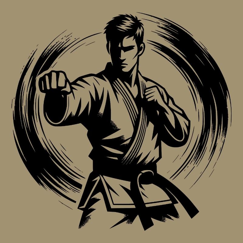 Silhouette de Karaté Parfaite en Combat Dynamique