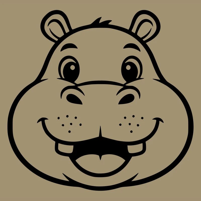 Laughing Hippo Face Head Vector