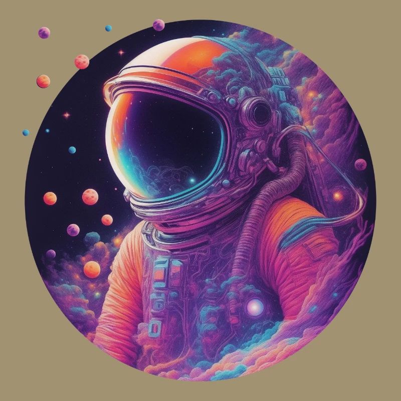 Astronaute néon dans l’espace couleur