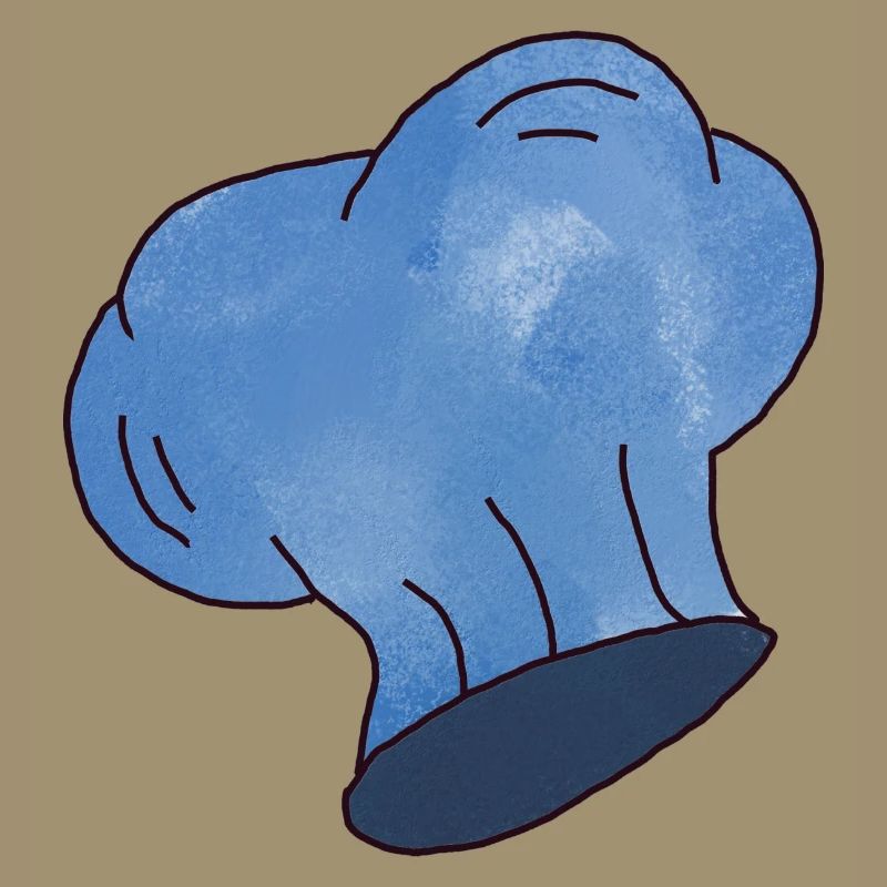 Small blue chef's hat with clouds