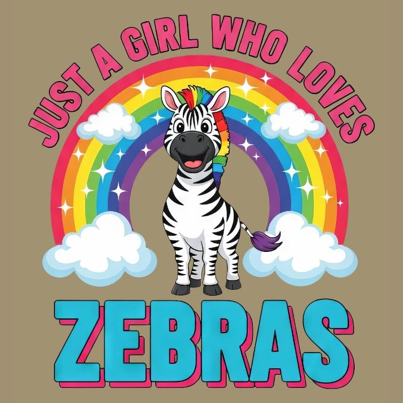 Süßes Zebra Cartoon Regenbogen Mädchen Spruch