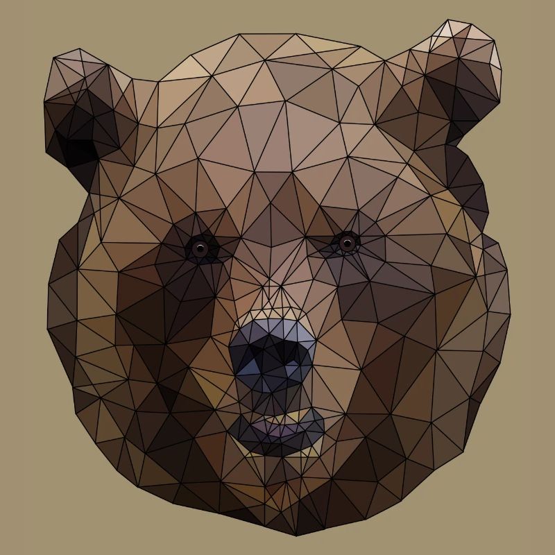 Polygonal Brown Bear Triangular Low Poly Art