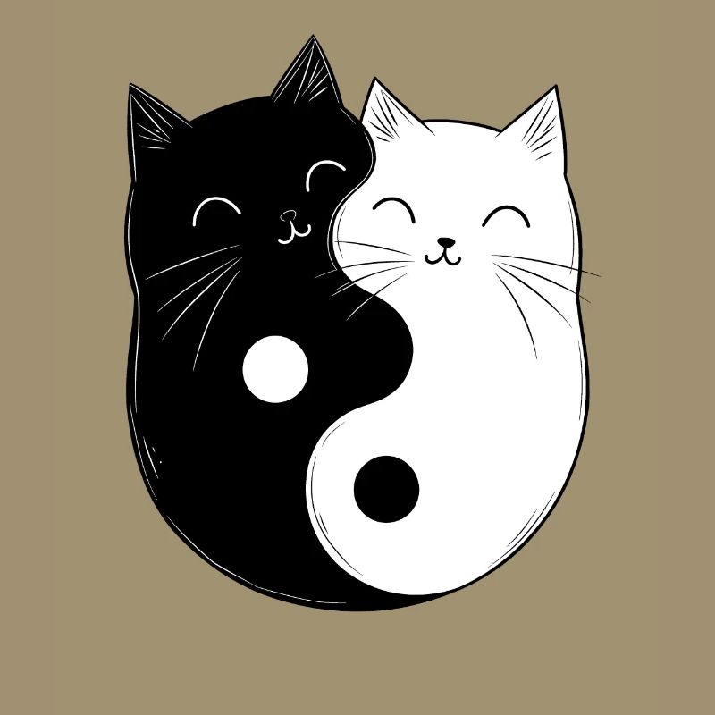 Yin et Yang Chats Chat Propriétaire Bouddhisme Graphique