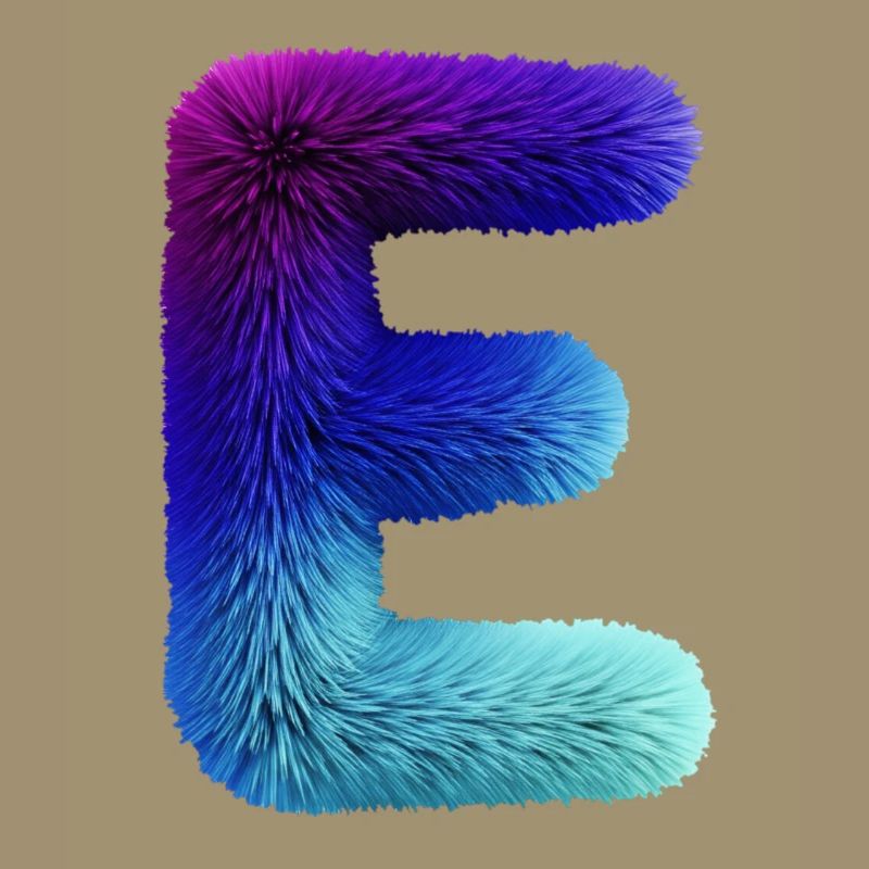 Letter E fur effect | Gradient purple blue