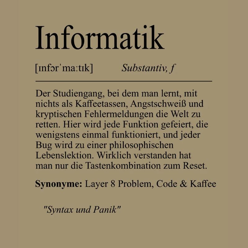 Unispruch "Informatik" Student Geschenk, Studenten