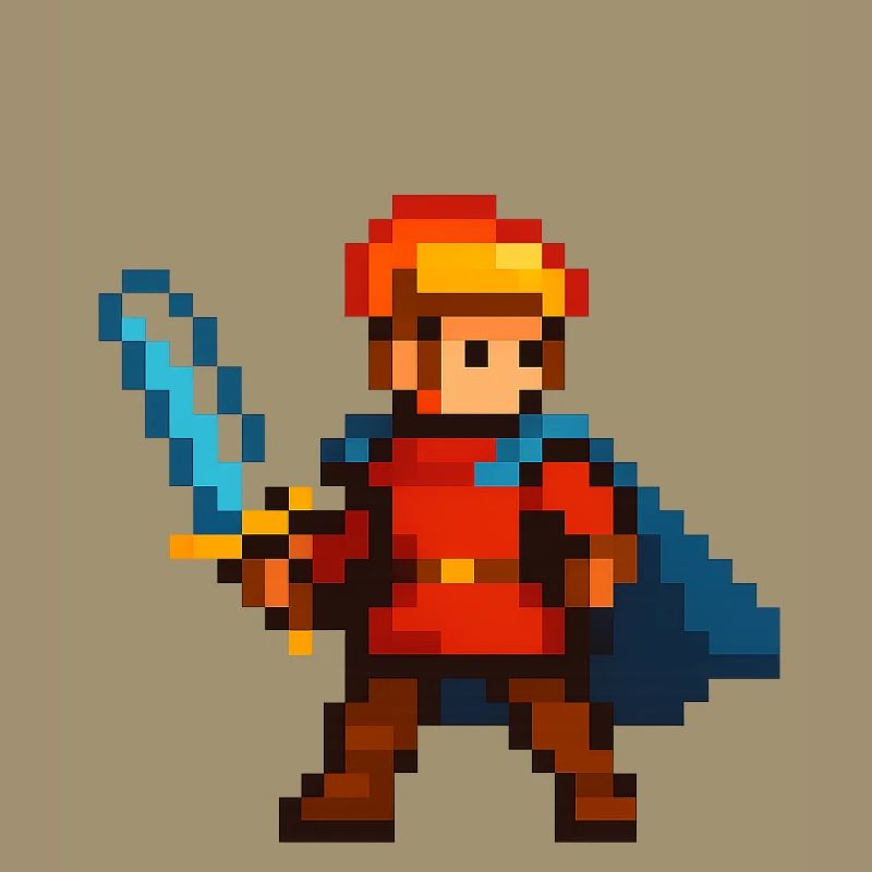 Chevalier Pixel avec épée et cape