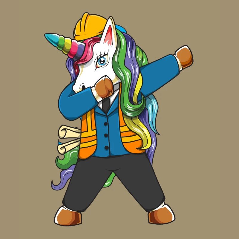 Dabbing Unicorn Engineer Construction Worker