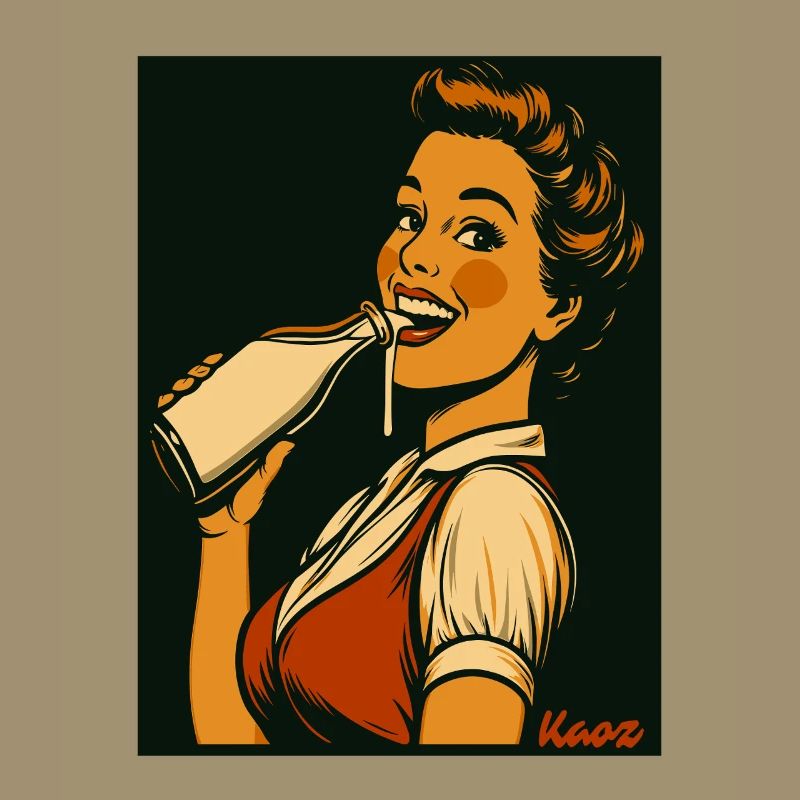 Retro Dame mit Milch Getränk 