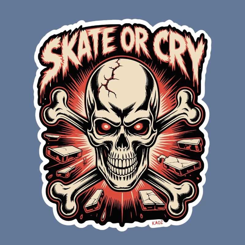 Skate- oder Cry-Skull-Tee-Design