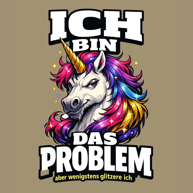 Ich bin das Problem Einhorn Spruch mit Glitzer
