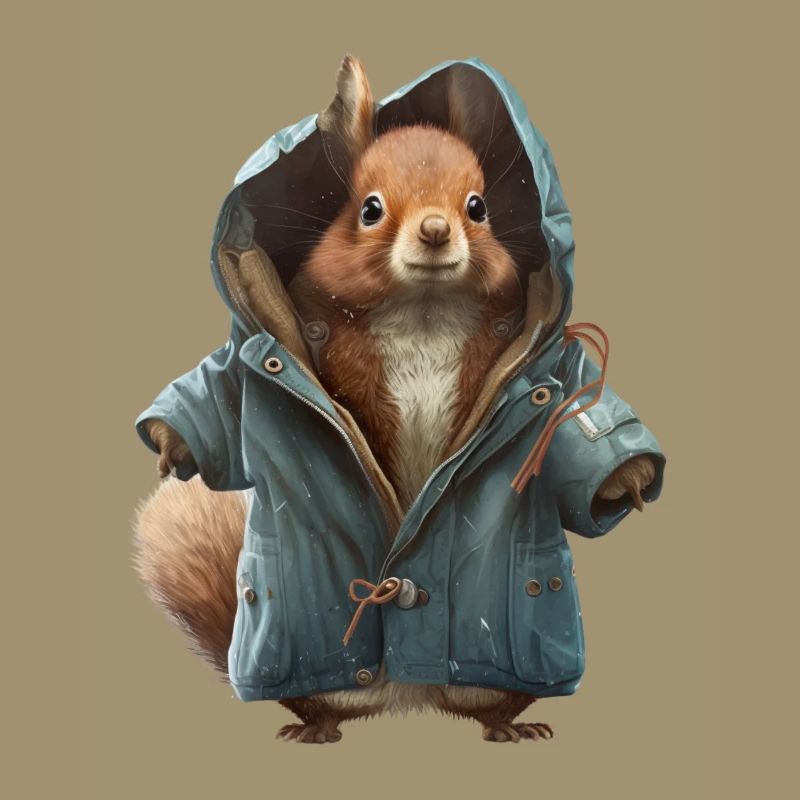 Design mit einem Eichhörnchen was eine Jacke trägt