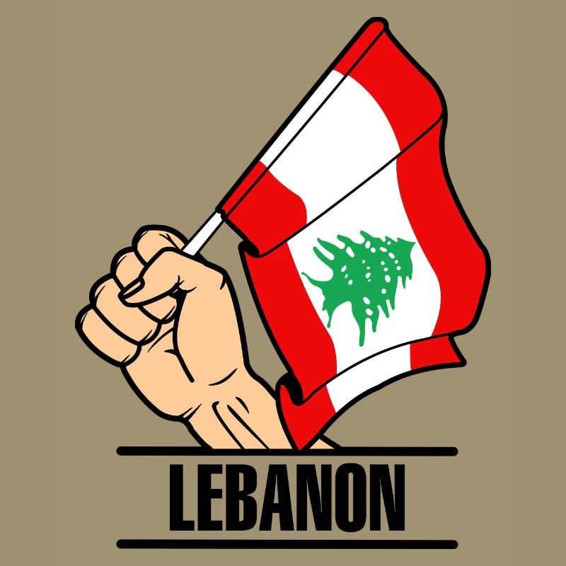 Drapeau Liban poing texte LIBAN