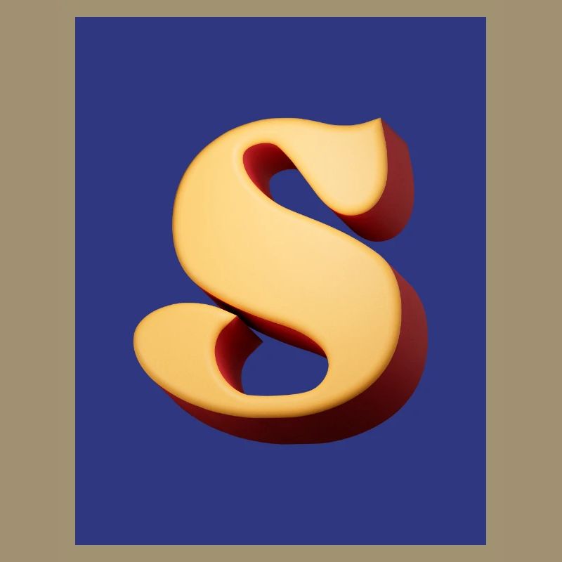 3D Hellbrauner Buchstabe S Look