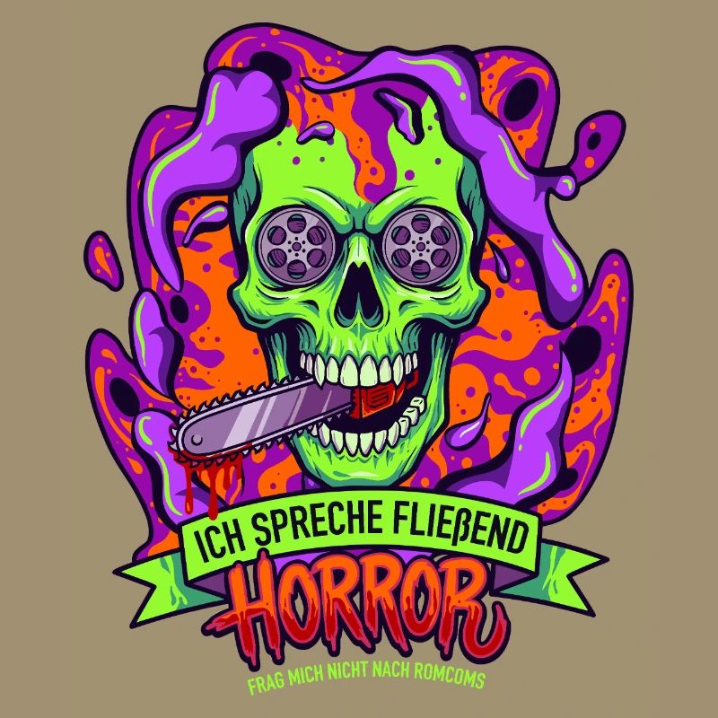 Neon Skull Horror with Tentacles