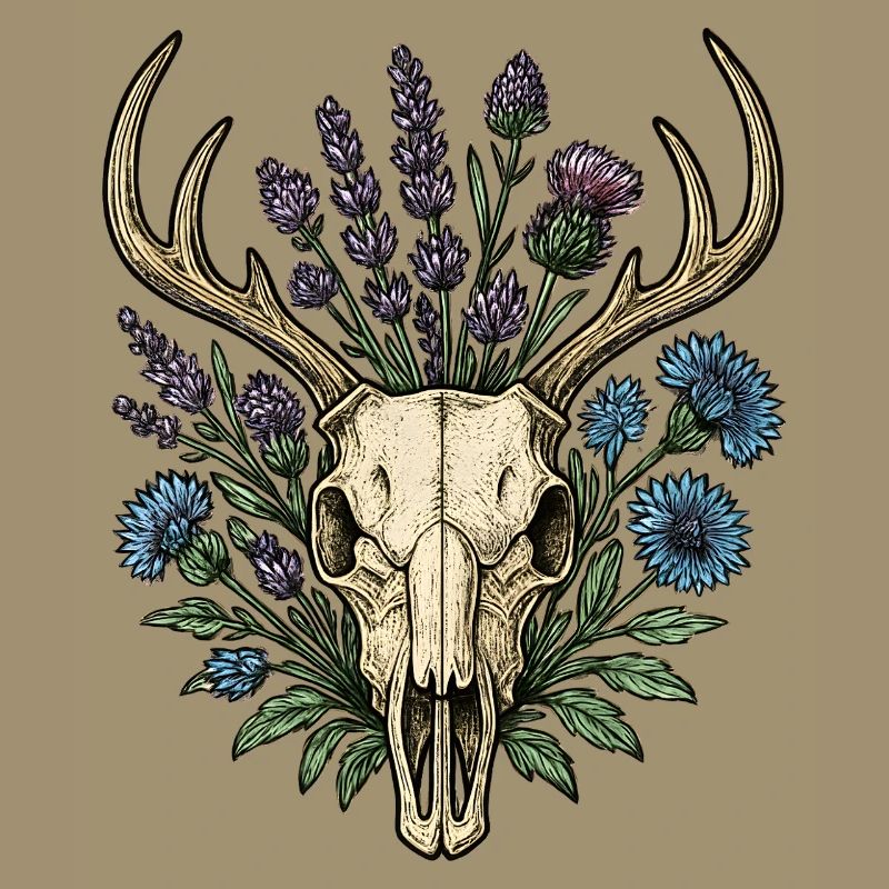 Deer bones with flower wreath