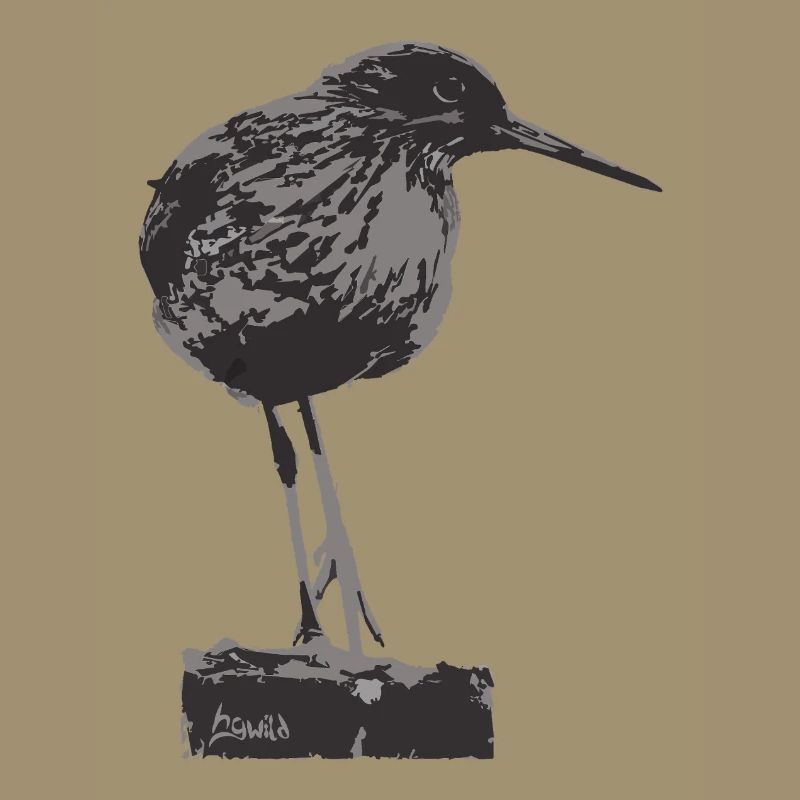 Rotschenkel - Monochrome Vogel Silhouette