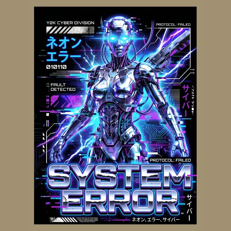 System Error Neon Cyborg