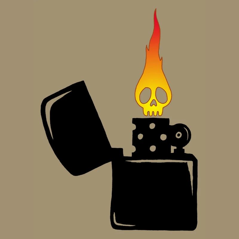 flaming skull and black lighter