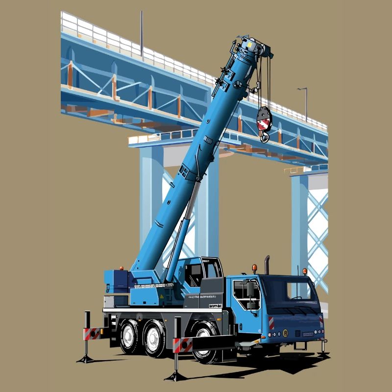 Mobile crane assembles bridge sections