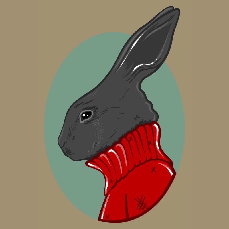 Hase mit rotem Pullover