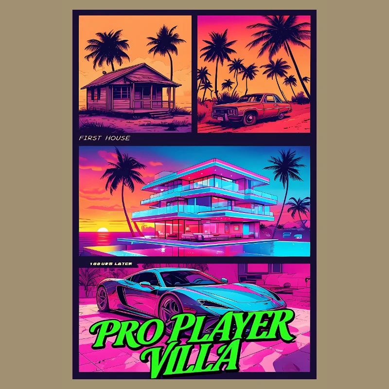 PRO PLAYER VILLA - Art de jeu Neon Synthwave