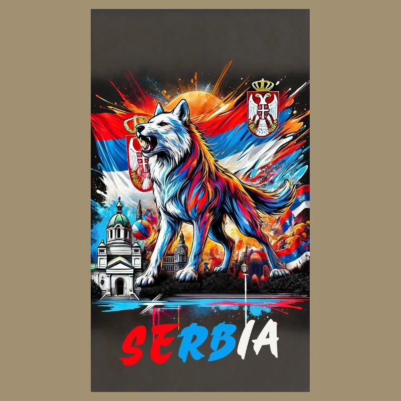 Conception du drapeau national du loup de Serbie