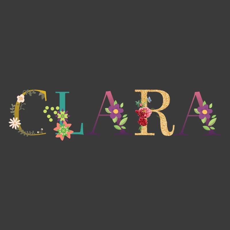 Le nom de CLARA est décoré de fleurs