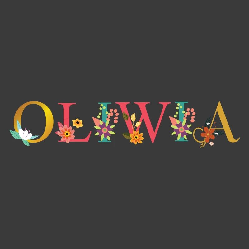 Le nom d’OLIWIA est décoré de fleurs