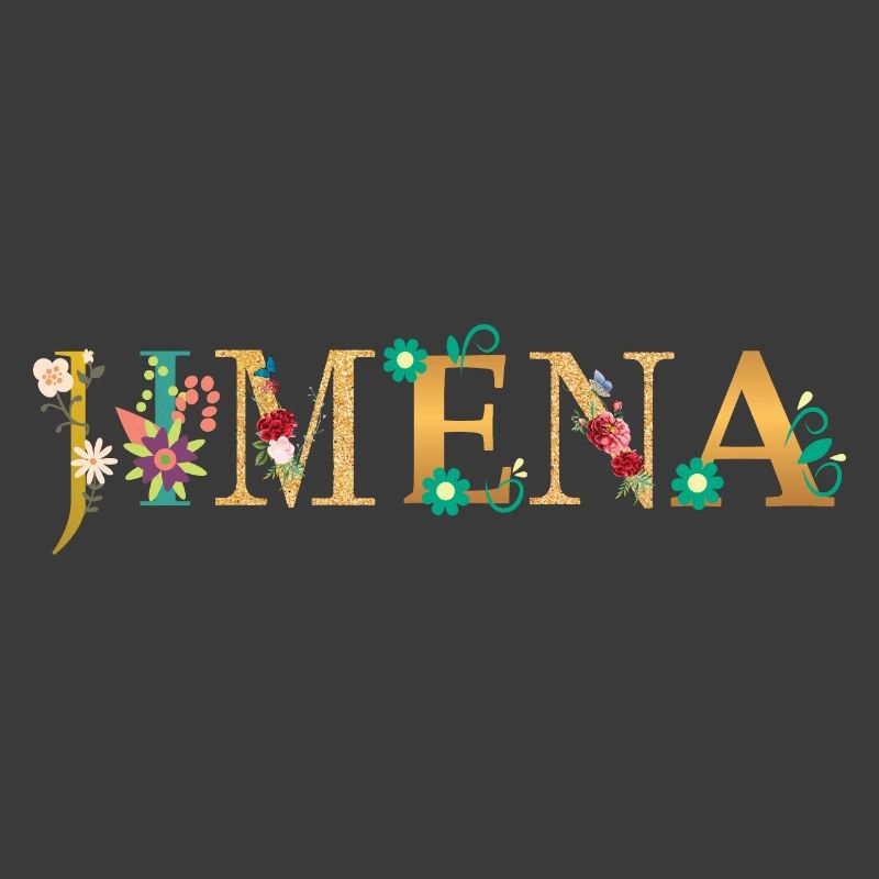 Le nom de JIMENA est décoré de fleurs