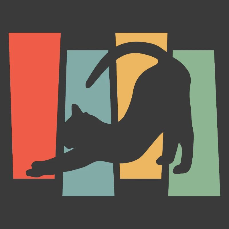 Silhouette de chat devant des blocs de couleur