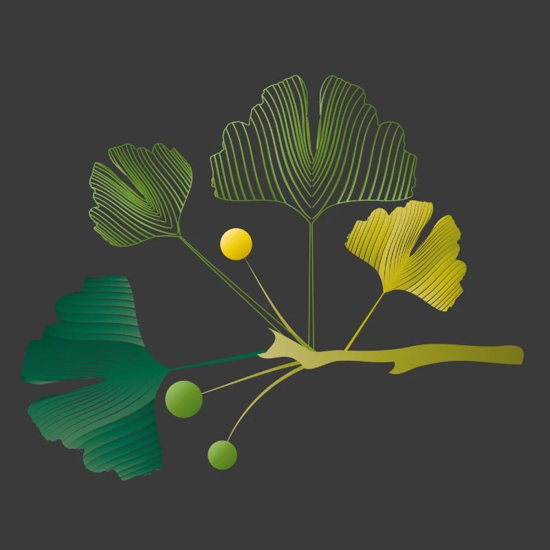 Branche de ginkgo faite de lignes de feuilles dans des tons verts doux