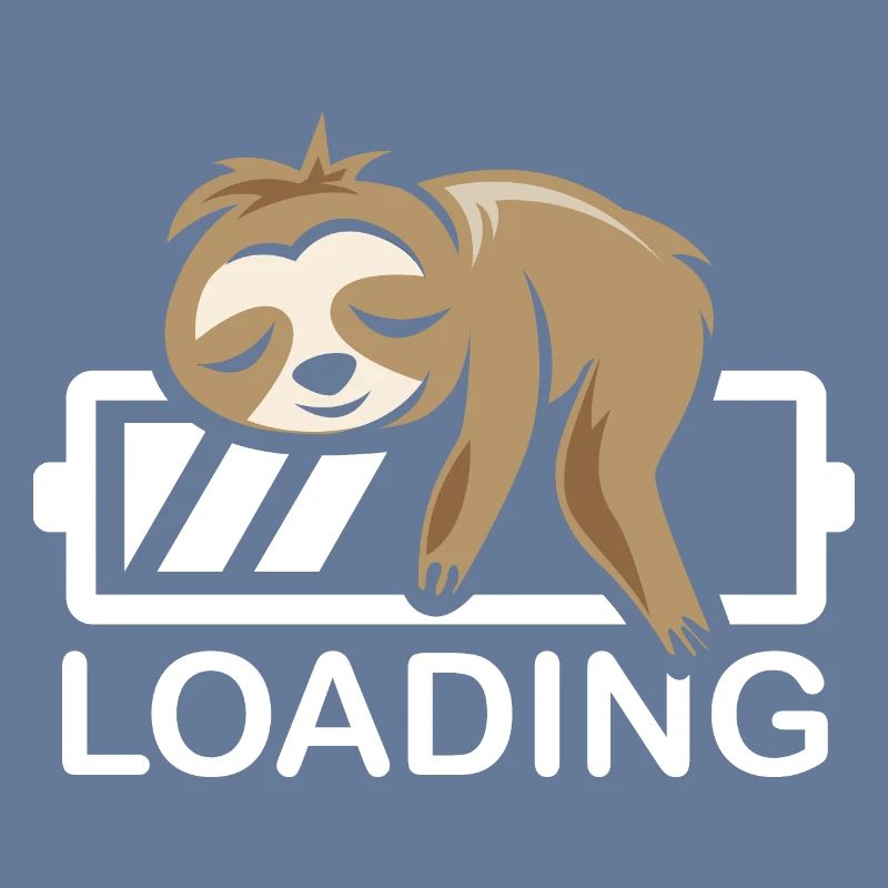funny sloth loading battery icon comic