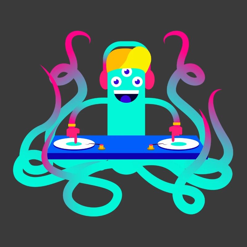 DJ OCTOPUS Funny Comic Shirt Gift