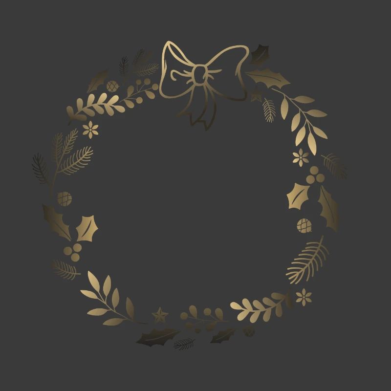 Couronne festive dorée avec ruban