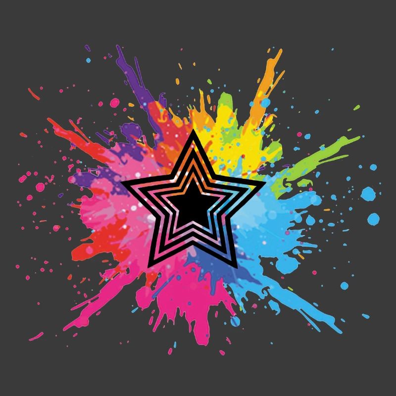 Black star and multicolored explosion